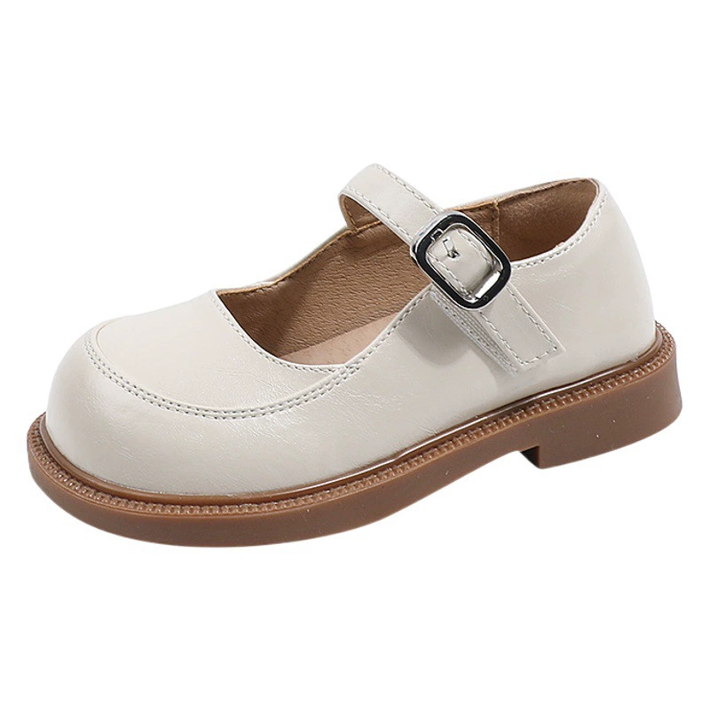 Туфли с низким вырезом для девочек, однотонные кожаные туфли в стиле преппи, новинка весны 2024 года, детская обувь, черные туфли для девочек