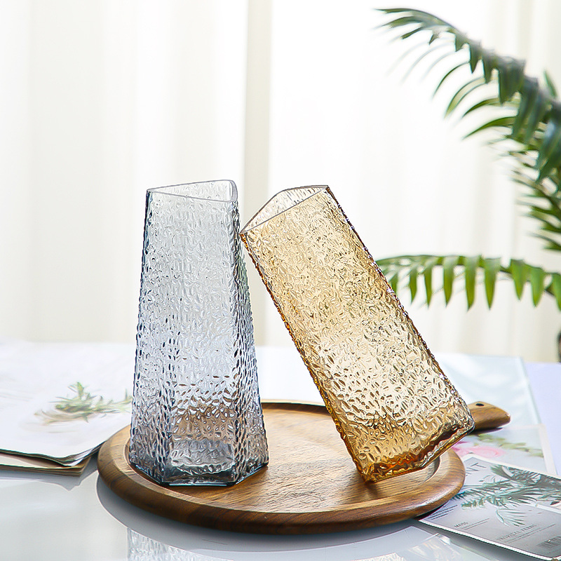 简约创意ins风轻奢透明玻璃花瓶水养插花玫瑰百合富贵竹客厅摆件