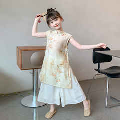 女童夏季旗袍連衣裙2024新款漢服國風女孩新中式裙子兒童夏款套裝