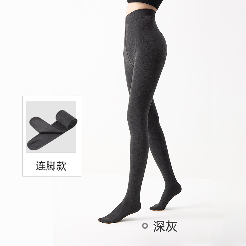 보나스 여성 세로줄무늬 기모 압박 레깅스 스타킹 겨울 보온 발 디딤·풋리
