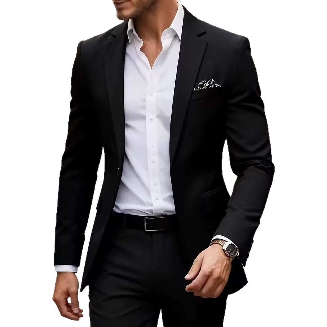 Modern Men's Slim Fit Blazer Single-Breasted Casual Suit Jacket For Young Professionals Versatile Color Palette_voghion.com