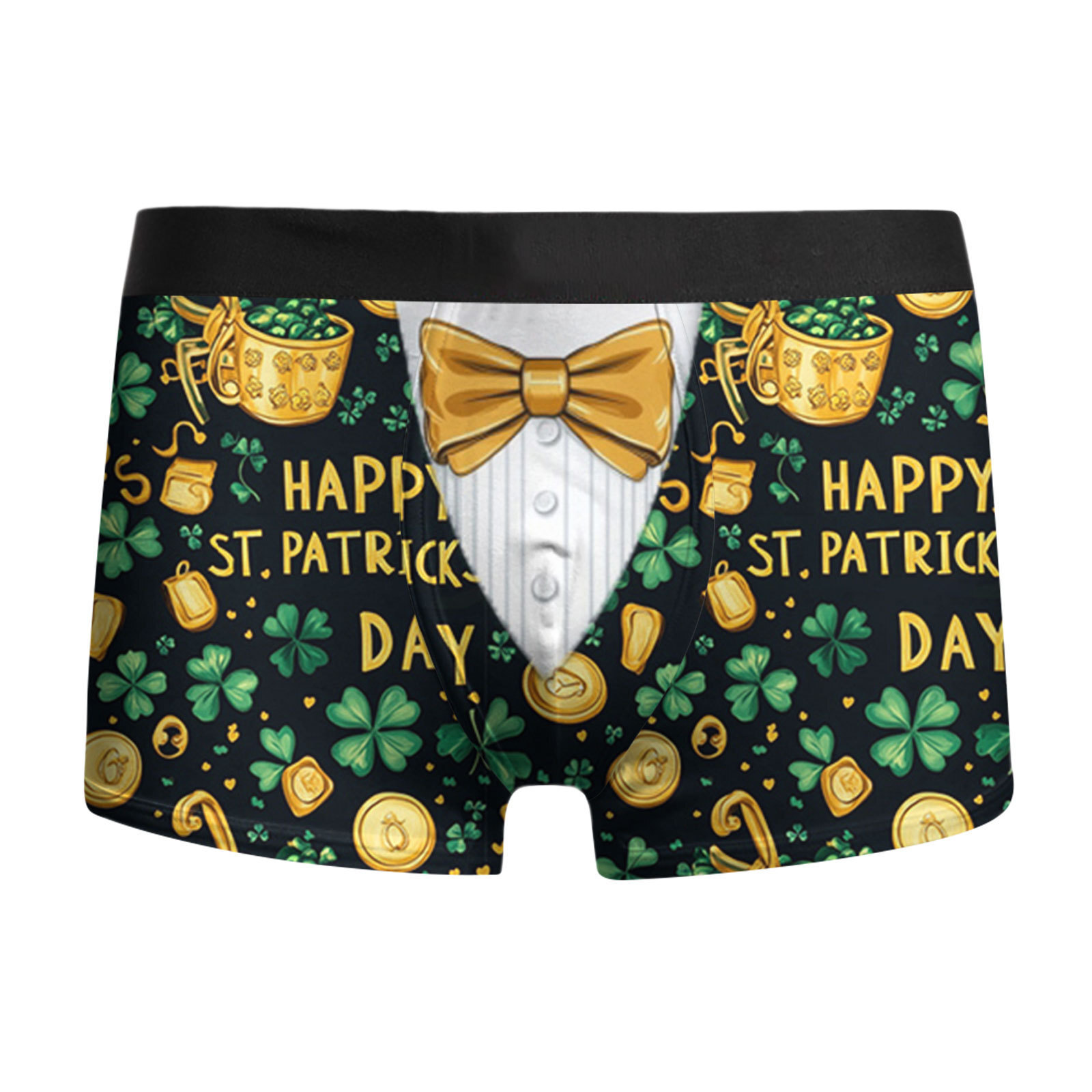 Ropa interior para hombres, ropa interior para hombres, calzoncillos bóxer transpirables baratos, pantalones cortos bóxer con estampado de trébol de cuatro hojas de vacaciones MP01