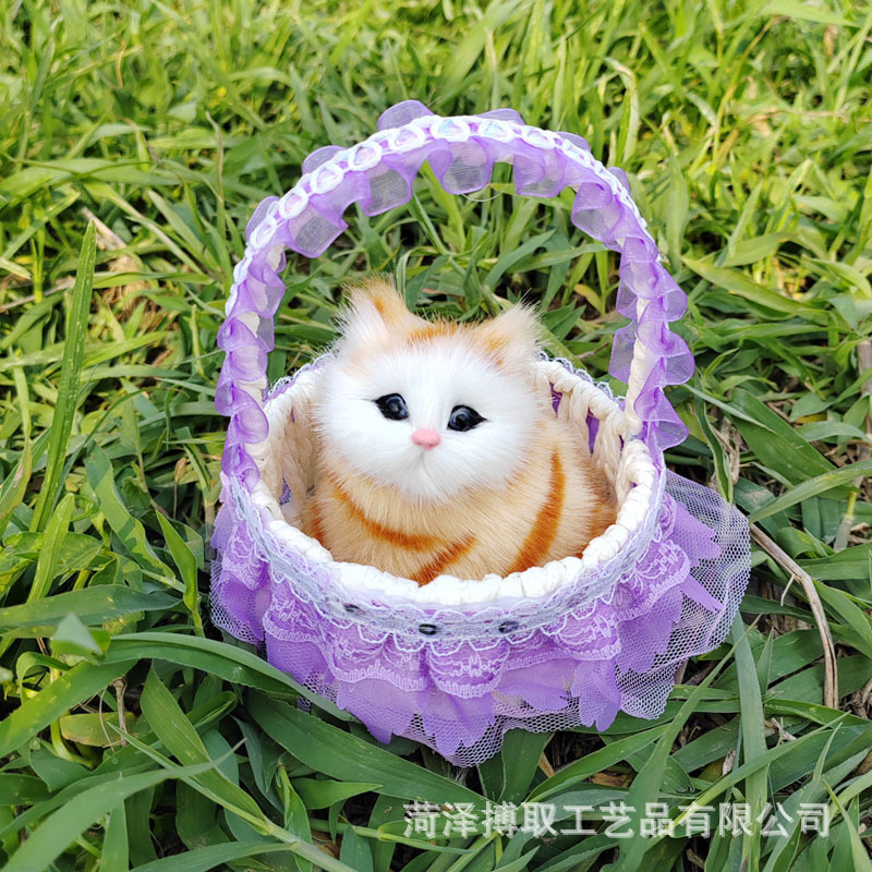 猫のレースを模倣したバスケットと呼ばれます。猫の誕生日プレゼント工芸品の置物は動物の模型レースを模倣します。|undefined