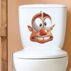 Personality Creative Crazy Astonished Expression Bathroom Toilet Sticker Home Decor Wall Decal Sticker Self Adhesive Wholesale