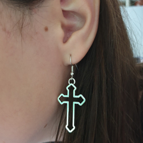Ins Trend Earrings Accessories Fashion Punk Style Simple Alloy Hollow Cross Stud Earrings for Women