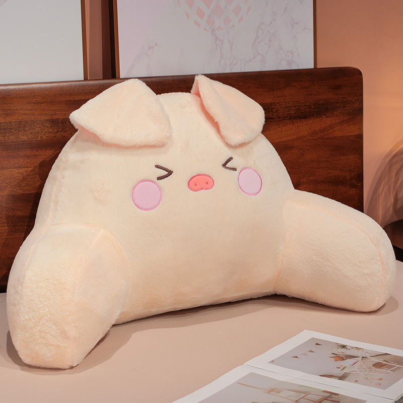 Cama de dibujos animados de cabello de conejo bolsas de respaldo de cintura cojín de respaldo de gran dormitorio de estudiantes para leer libros embarazadas almohada de protección de cintura de otoño