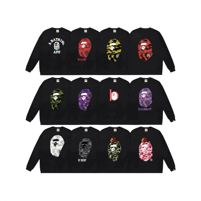 Bape Ape Head trendy brand unisex crew neck long sleeve top printed pure cotton loose autumn and winter jacket sweatshirt for men Bape Ape Head trendy brand unisex crew neck long sleeve top printed pure cotton loose autumn and winter jacket sweatshirt for men