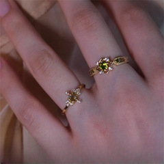 法式復古閃耀鋯石戒指女宮廷風輕奢食指戒小眾高級感疊戴開口指環