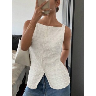 G 96121 Single Button Sleeves Vest Ůʿ����