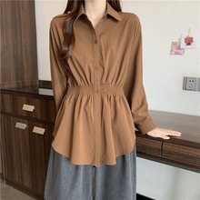 大码polo领长袖港风收腰衬衫春秋2025新款女装胖mm洋气减龄上衣