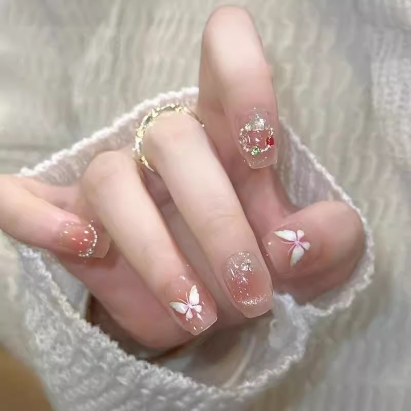 Blush ojo de gato usar piezas de uñas productos terminados al por mayor parches de uñas cortos parches de uñas usar piezas de uñas sensación de alto nivel