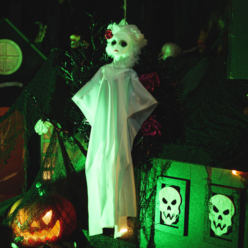 Comercio exterior Halloween fantasma blanco puerta de la muerte colgar fiesta de terror guirlandas colgar decoración de la casa embrujada accesorios