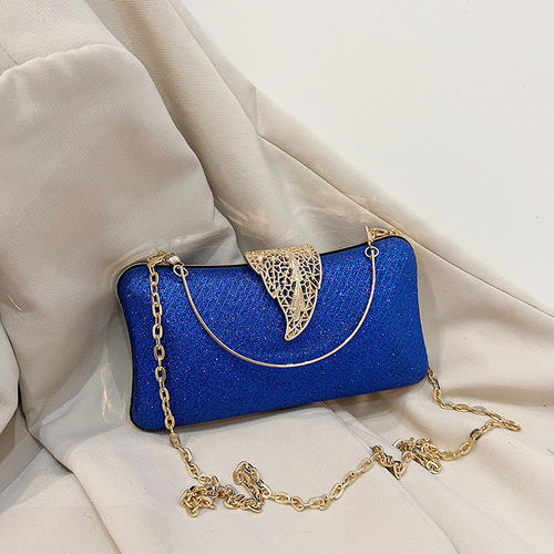 Evening bag European and American ladies handbag banquet chain crossbody bag dress evening dress women's bag gold leaf lock shoulder bag women