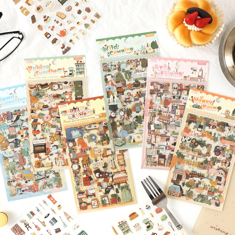 Cross-Border Foreign Trade Specializes in Floating-Life-Themed Fun Life Journal Stickers, Children's Collage Journal Materials, DIY Sticker Wholesale Cross-Border Foreign Trade Specializes in Floating-Life-Themed Fun Life Journal Stickers, Children's Collage Journal Materials, DIY Sticker Wholesale