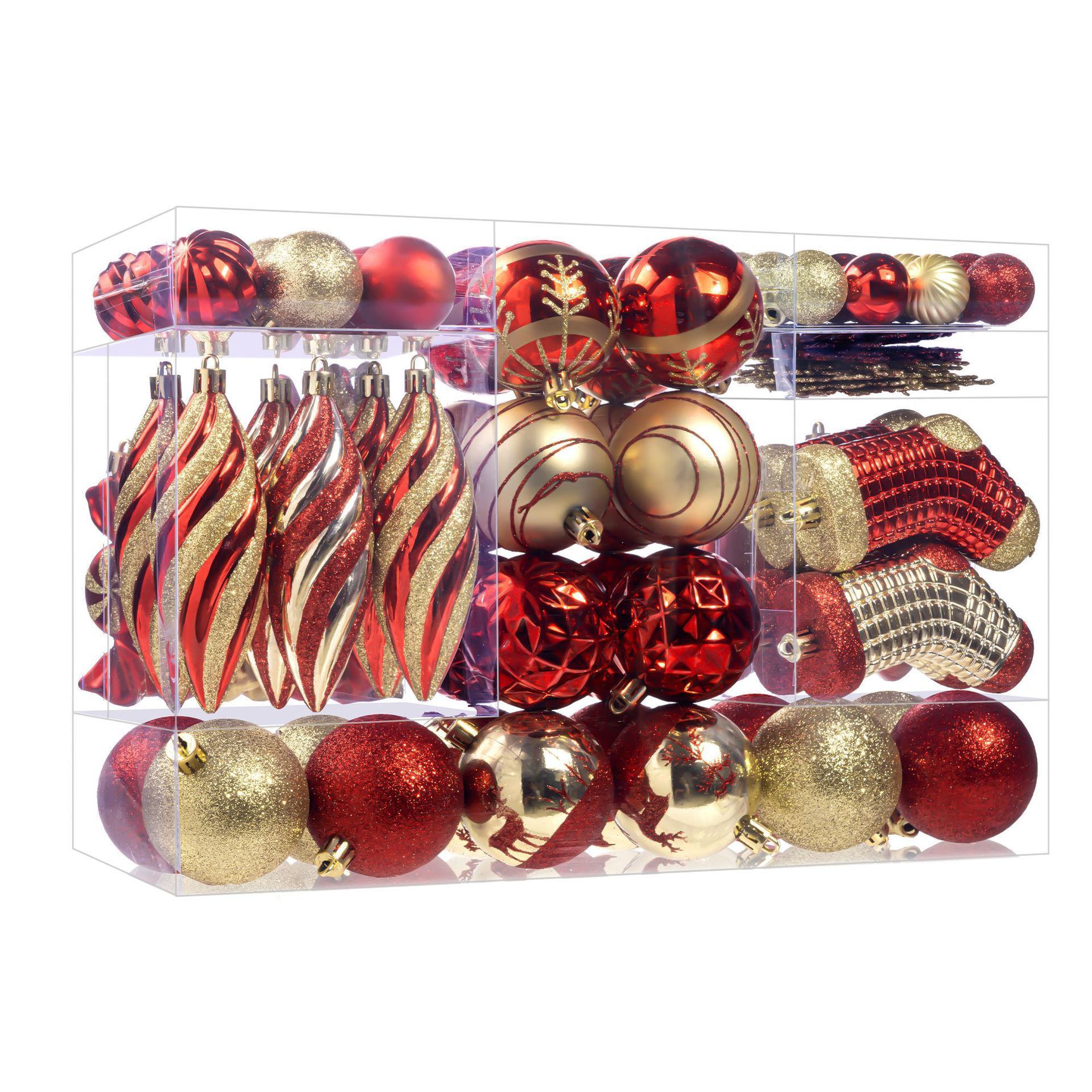 Navidad nuevo 87PCS set de bolas de Navidad galvanizadas dibujadas a mano en forma de árbol de Navidad colgante bola decorativa