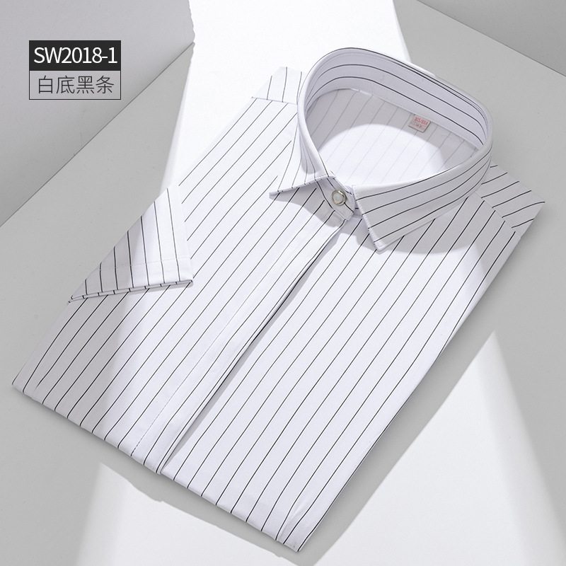 Camisa a rayas verticales de contraste en color blanco y negro camisa de manga larga para mujer de negocios de cercanías diseño delgado camisa blanca impresa Traje interior para mujer