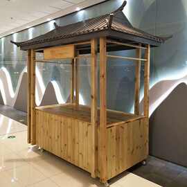 仿古防腐木移动售货车景区夜市摆摊小吃摊位车网红促销手推车花车