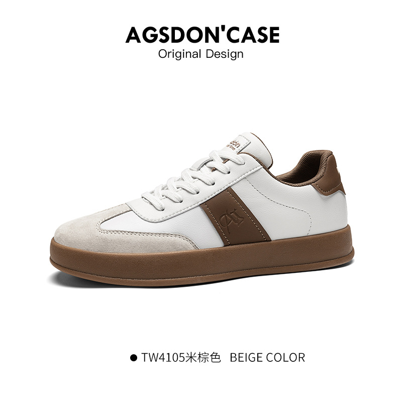 Zapatos de primavera para hombre, zapatos de entrenamiento alemán de suela gruesa de cuero 2025 nuevo estilo verano transpirable seda de hielo retro deportes y zapatillas de deporte de ocio de moda