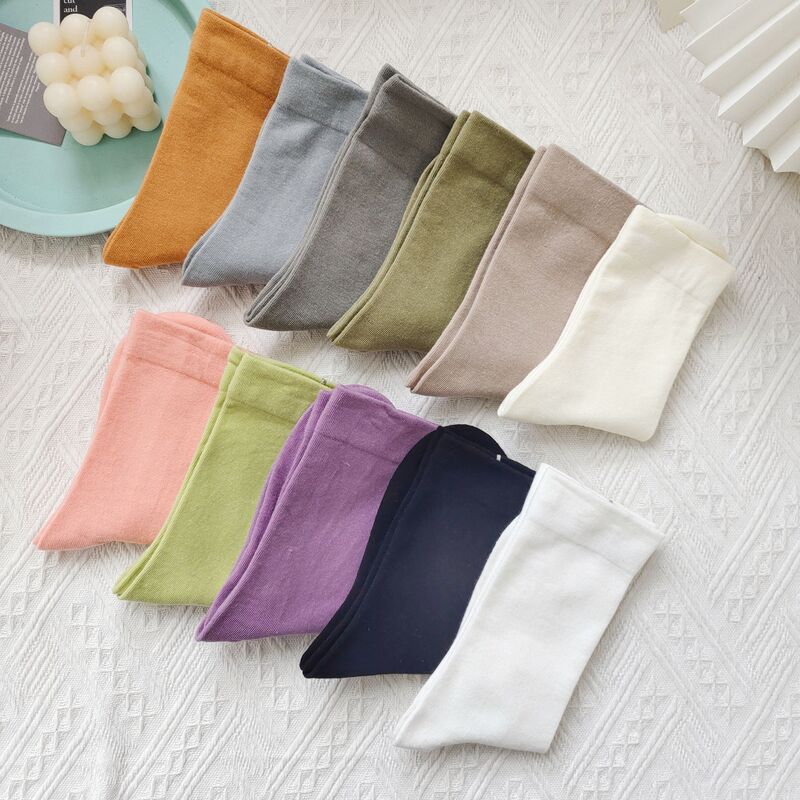 Creative new high-top solid color loose mouth confinement socks women's mid-calf sweat-absorbent breathable comfortable not tight stockings wholesale