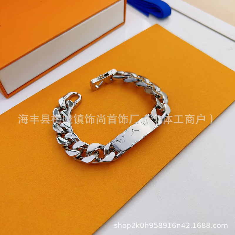 Donkey Home Titanium Steel European and American Non-Fading Engraved Letters Cuban Cowboy Bracelet Fashion Trend Men's Bracelet Cross-Border Direct Sales Donkey Home Titanium Steel European and American Non-Fading Engraved Letters Cuban Cowboy Bracelet Fashion Trend Men's Bracelet Cross-Border Direct Sales