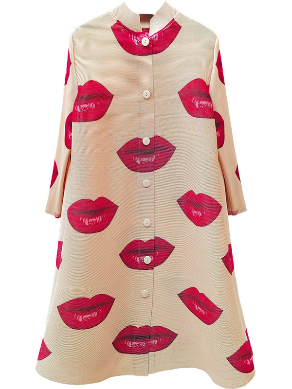 プリーツF015【在庫あり】三宅風トレンチコート レッドリップス ワンタッチラブコート 2025春 シングルブレストカーディガン