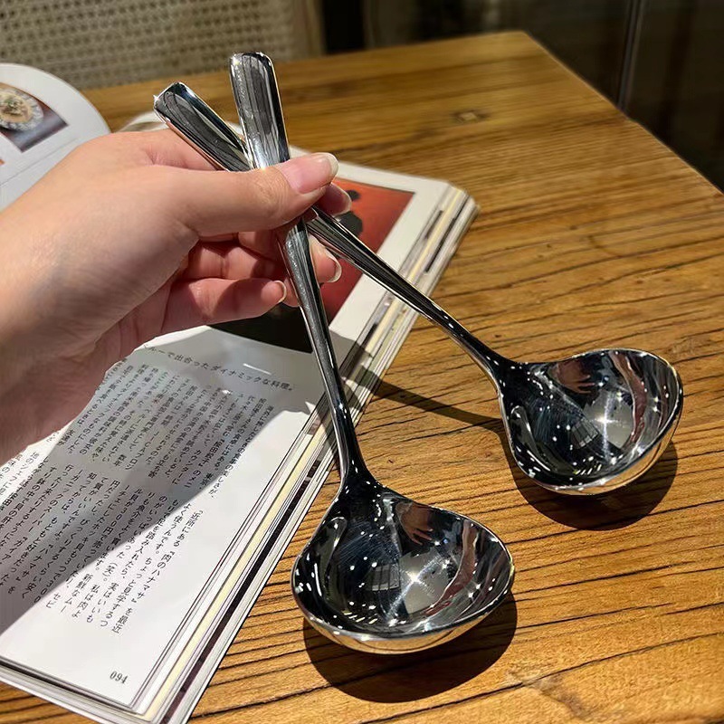 Spoon Household Spoon Deep Mouth Deepening Cute Round Spoon Soup Spoon Porridge Spoon Eating Spoon Long Handle Spoon Student Rice Spoon