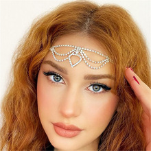 跨境爆款时尚多层爱心发链 欧美哥特式新娘水钻额头链Hair chain