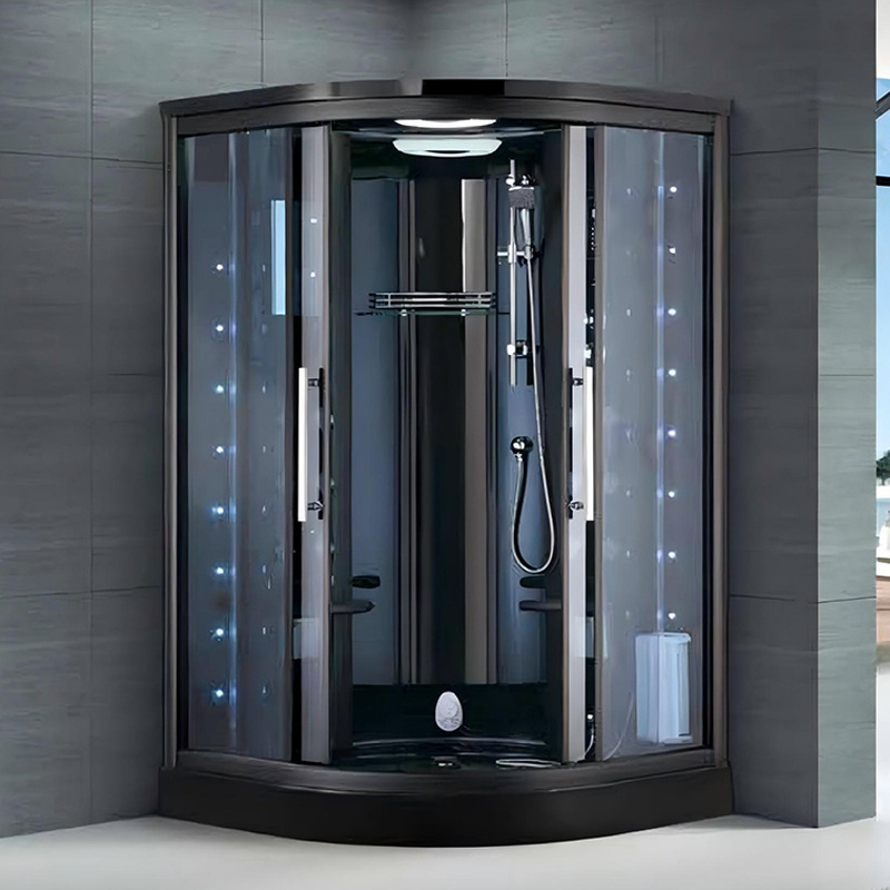 1.2m 2-Person Sauna Steam Room with Shower Function Black Acrylic Tempered Glass Wet Steam Room Shower Room 1.2m 2-Person Sauna Steam Room with Shower Function Black Acrylic Tempered Glass Wet Steam Room Shower Room
