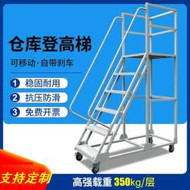 移动登高车图书馆可折叠楼梯子平台梯带滑轮台阶凳可楼梯