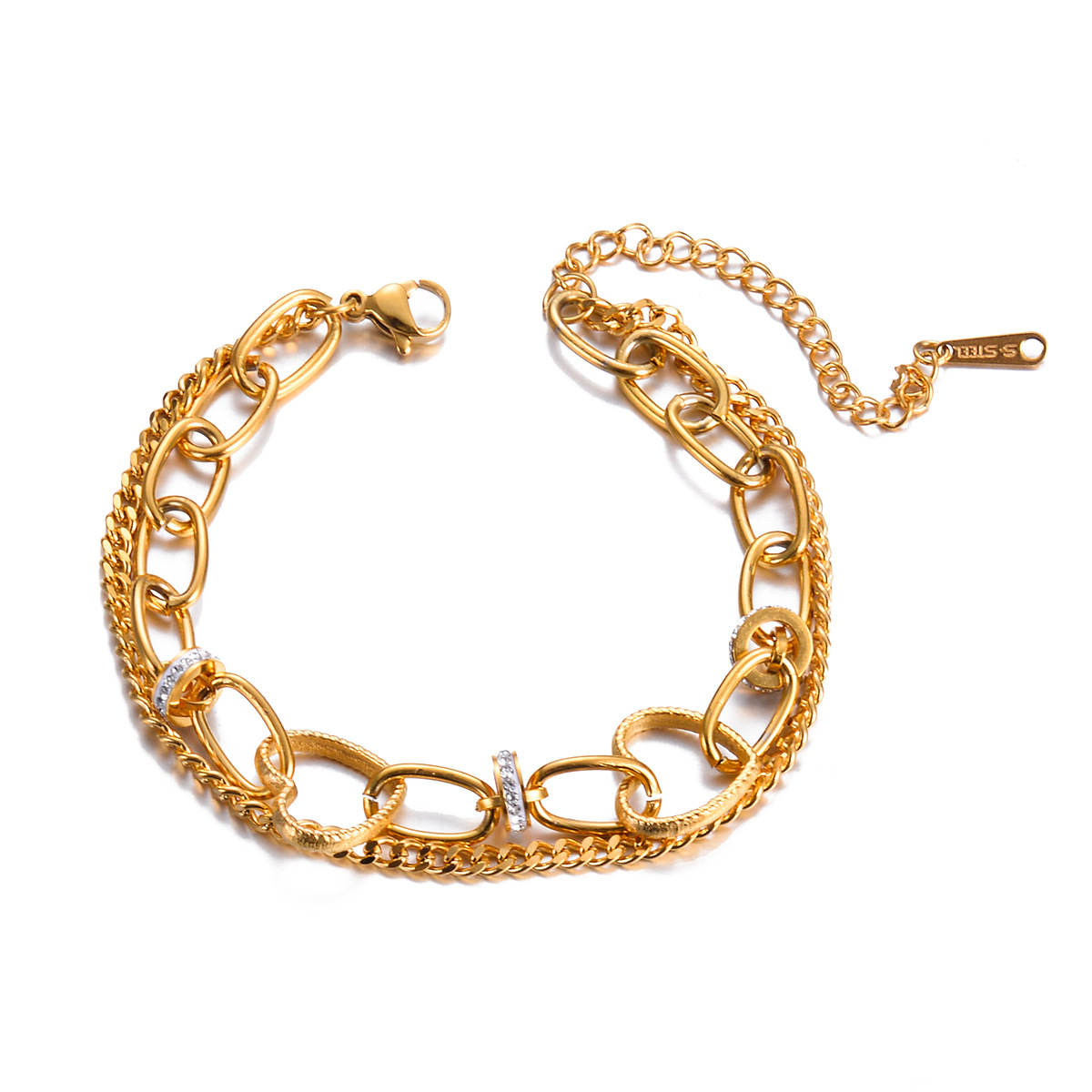 18K Real Gold Plated Plating Material Bracelets Classification Hip-hop Simple Style Heart Shape Stainless Steel Plating Bracelets
