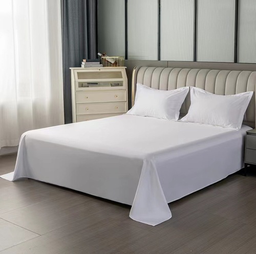 五星级酒店床单白色纯棉贡缎床单宾馆民宿床上用品纯色床单批发