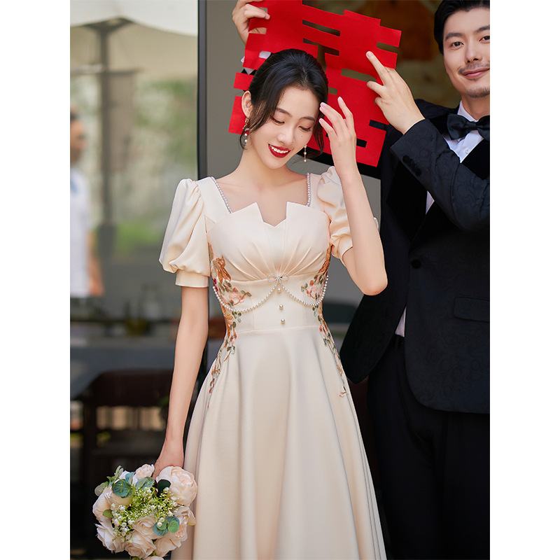 High-End Banquet Evening Dress for Women 2025 New Winter Coming-Of-Age Ceremony Engagement Homecoming Dress Bride Toast Dress