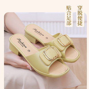 Summer fashion new outdoor women's slippers indoor home leisure slippers mid-high heel fashion slippers