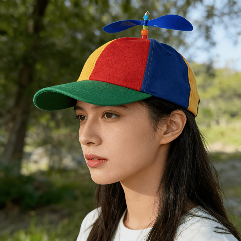 Creative Bamboo Dragonfly Baseball Cap with Colorful Patchwork Design, Sunshade Cap for Parent-Child Outings and Photo Shoots, Personalized Hat