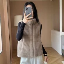 厂家直销皮草马甲防水貂外套短款皮毛一体坎肩背心洋气立领水貂绒