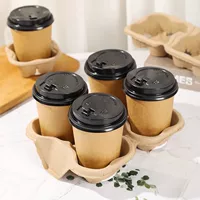 Одноразовый лоток для карточек, чай с молоком, кофе, напиток, упаковка на вынос, подстаканник, основание, подстаканник из крафт-бумаги