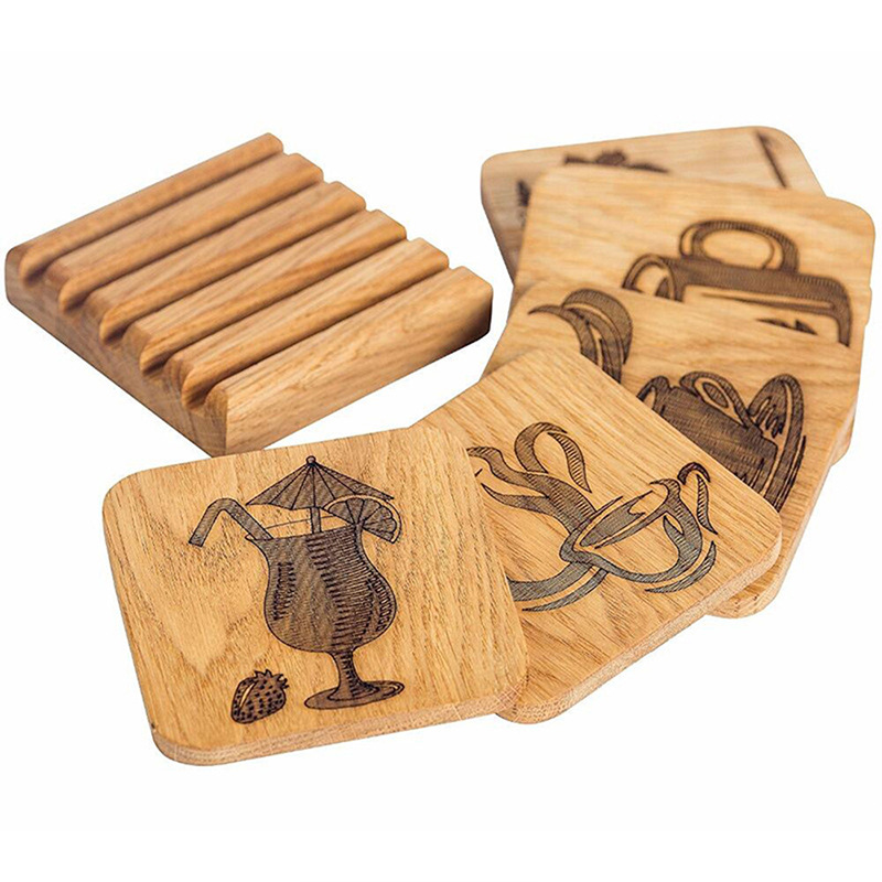 Almohadilla aislante de madera Paulownia madera apenado estilo Pino Coaster almohadilla de aislamiento nogal Montaña Rusa