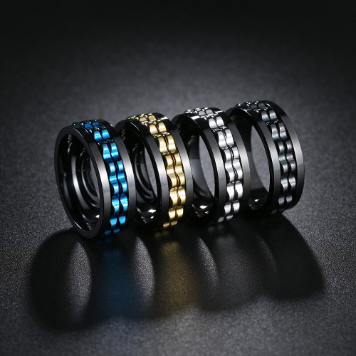 Amazon's new jewelry supply is a must-have for European and American trendy men. Multi-color gear rotation and pressure-reducing titanium steel ring does not fade.