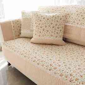 椿野 绿色粉色布艺田园可机洗四季防滑通用沙发垫防尘巾套罩