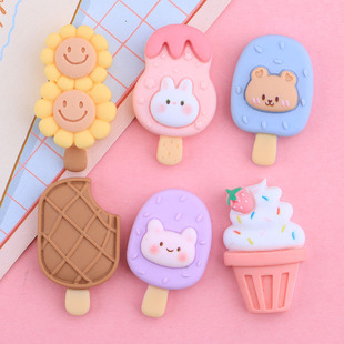 New Resin Patch Ice Cream Corn Cones Cream Gel DIY Mobile Phone Case Hairpin Rope Resin Jewelry Accessories