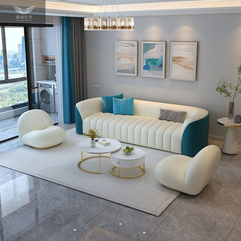 Sala de estar nórdica moderna de lujo ligero sofá red sofá pequeño sofá mesa de té combinación simple tecnología sofá de tela