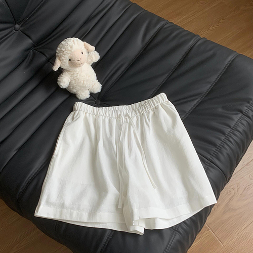 2025 Summer Texture White Elastic Waist Yamamoto High-Waist Commuting Versatile Elegant Cotton Linen Casual Pants