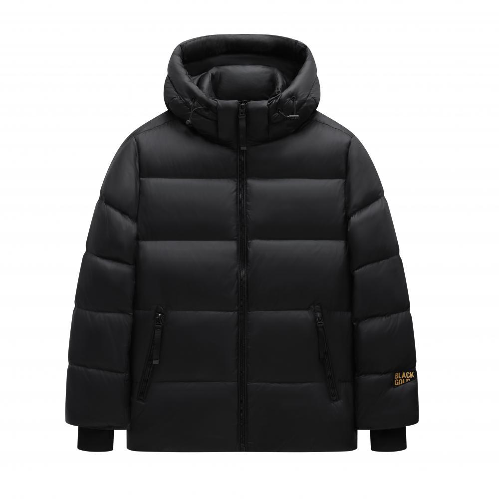 Men's Down Jacket Winter Hooded Gold Black Warm Duck Down Coat_voghion.com