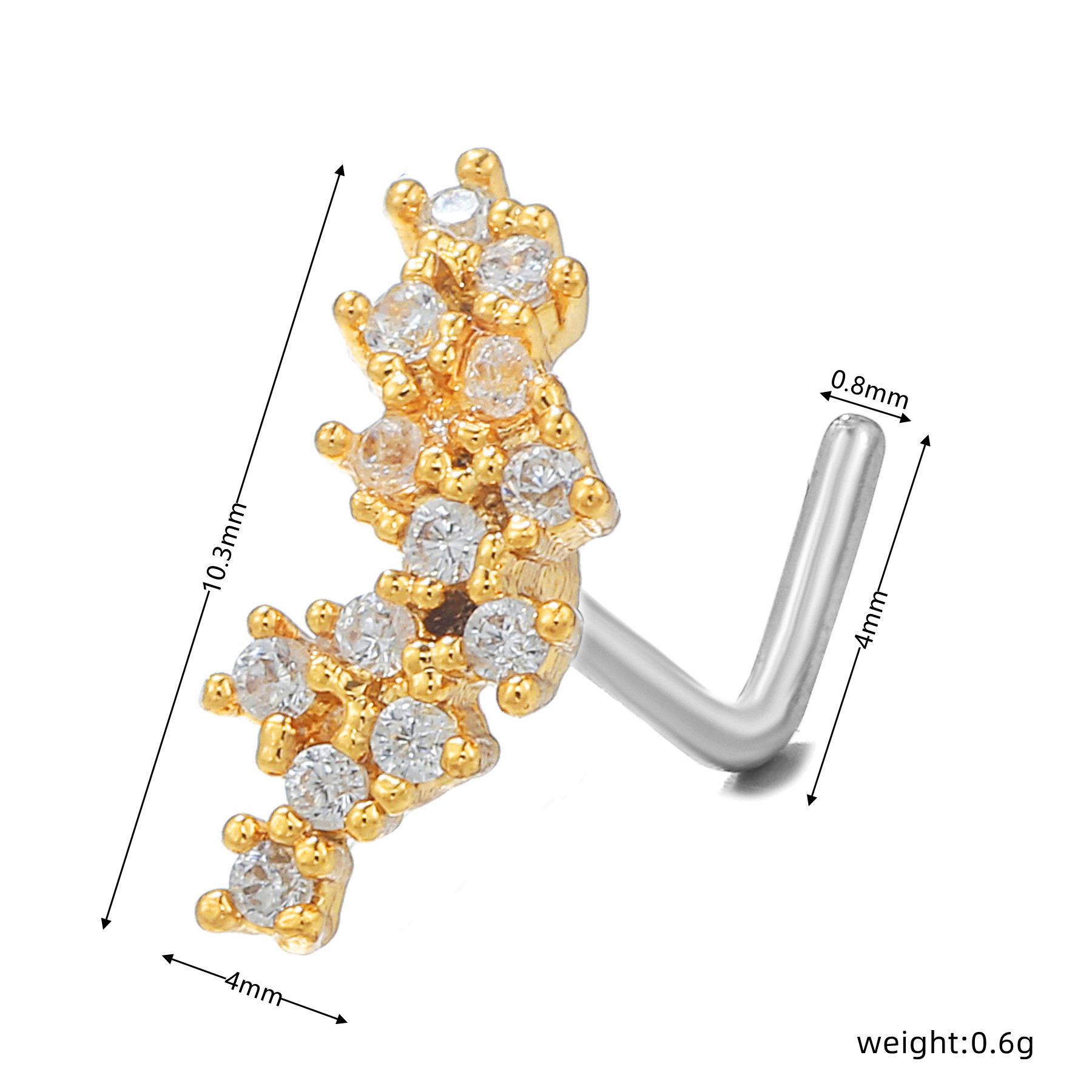 Fashion Flower Copper Plating Zircon Nose studs 1 Piece