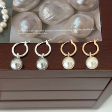 银针耳圈女刘亦菲同款珍珠耳环轻奢高级感小众设计简约耳饰热卖