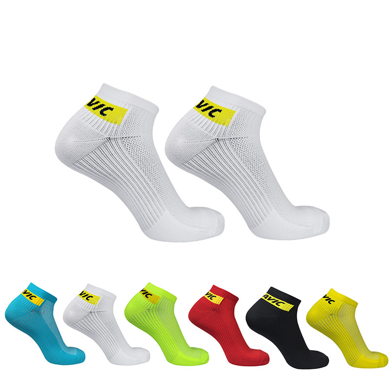 Trendy Low-Cut Heel Logo Cycling Socks with Large Mesh, Breathable, Quick-Dry, Multi-Color Road Bike Short-Tube Sports Socks