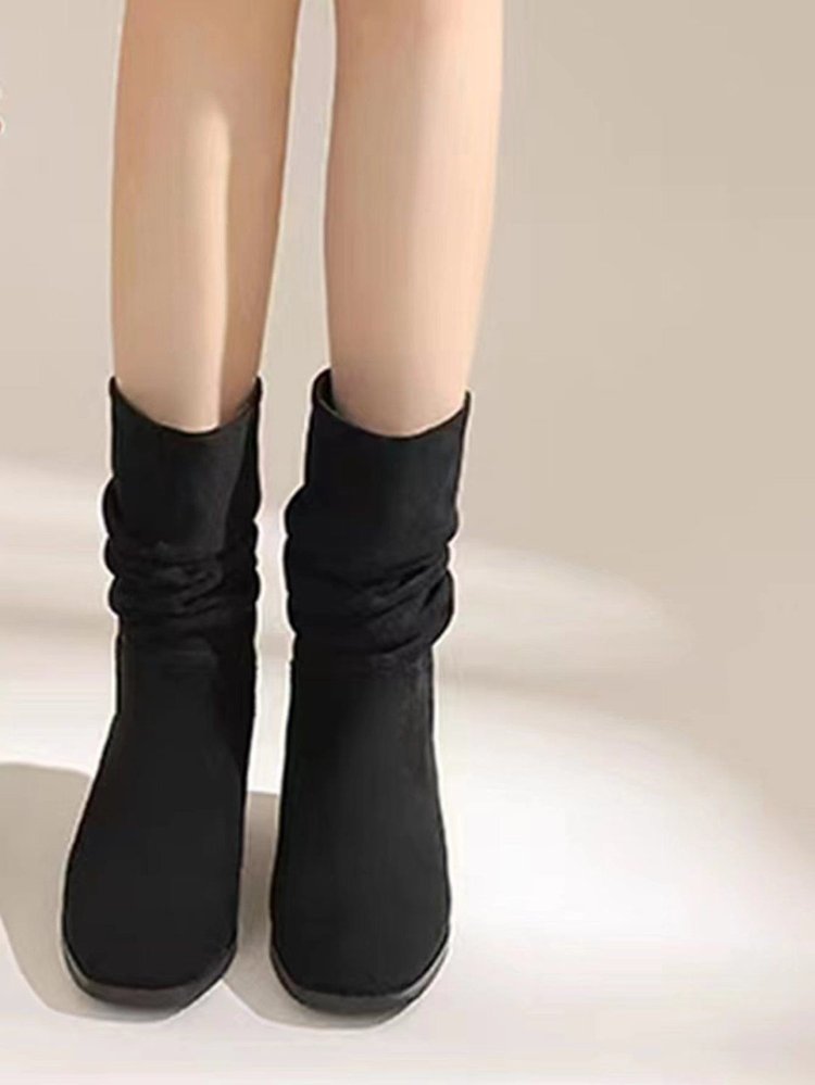 ShoeVault 2025 Wiosna Nowe Retro Szpiczaste Buty Na Grubym Obcasie Krótkie Kowbojskie Buty Do Jazdy w Stylu Western Dla Kobiet_voghion.com