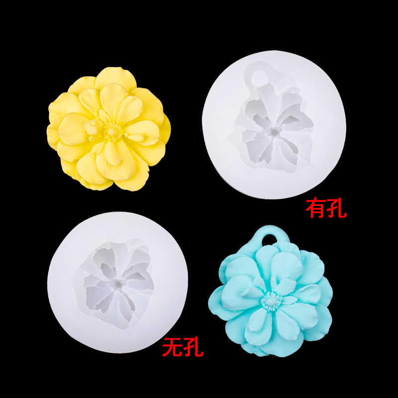 Flor Blooming forma molde fondant cake molde de silicona DIY para hornear llavero decoración epoxi