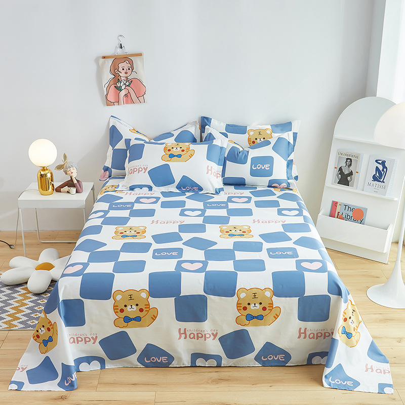 100% Cotton Flat Sheet for Single or Double Bed, Plain Weave, Student Dormitory Home Use Pure Cotton Coverlet, Factory Wholesale