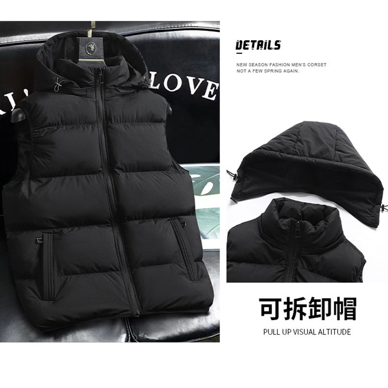Advertising cálido de alta gama algodón chaleco de trabajo personalizado logotipo chaqueta con capuchón bolsillo impermeable clip personalizado